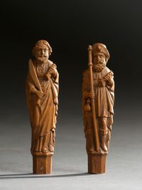 Pair of carved boxwood knife handles - image 2