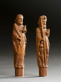 Pair of carved boxwood knife handles - image 3