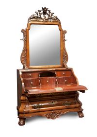 Hollands Louis Quinze miniatuur bureau met spiegel - afbeelding 1