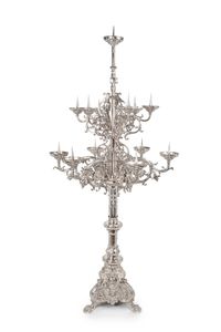 An impressive pair of Dutch silver pricket candelabra - afbeelding 2
