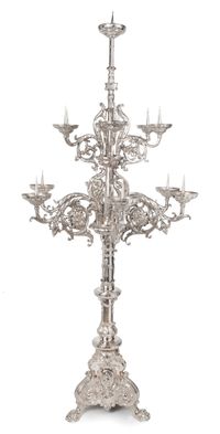 An impressive pair of Dutch silver pricket candelabra - afbeelding 3