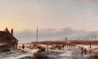 Skaters on the ice near Zaltbommel, The Netherlands - image 1