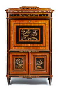A Dutch Louis Seize secrétaire à abattant with lacquer panels - afbeelding 1