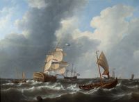 Sailing ships on a rough sea - afbeelding 1