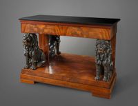 Empire console with seated carved wooden lions - image 1