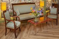 A FINELY CARVED MAHOGANY EMPIRE SOFA “AUX DAUPHINS” AND TWO FAUTEUILS - image 1