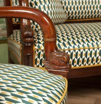 A FINELY CARVED MAHOGANY EMPIRE SOFA “AUX DAUPHINS” AND TWO FAUTEUILS - image 2