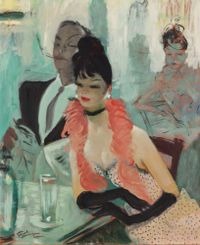 JEAN GABRIEL DOMERGUE (1889-1962) – COUPLE AT THE TABLE - afbeelding 1