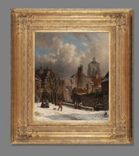 ADRIANUS EVERSEN (1818-1897) – A SNOWY DUTCH STREET SCENE - image 2