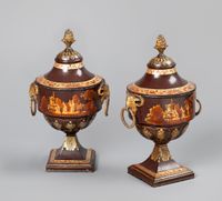 A pair of Dutch Empire tole chestnut urns - image 2