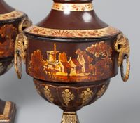 A pair of Dutch Empire tole chestnut urns - image 3
