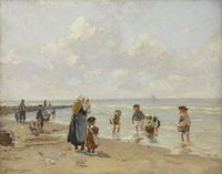 Beach scene with children playing - image 1