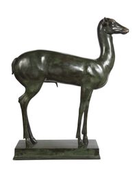 An elegant bronze sculpture of a fawn - image 2