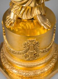 Mantel clock, Clytia & sunflower, gilt bronze attributed to C. Galle, Paris c. 1810  - image 5