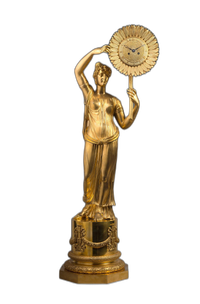 Pendule Franse, Clytia met zonnebloem, sculptuur C. Galle, Parijs, c. 1810 - afbeelding 2