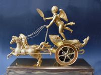 Cupids Chariot, een Franse sculptuur pendule, Empire gesigneerd Le Roy, c.1810. - afbeelding 2