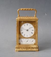 Een mooie gorge case  Franse reiswekker, Drocourt, 8 daags, kalender en wekker, gedateerd 1868. - afbeelding 1