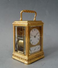 Een mooie gorge case  Franse reiswekker, Drocourt, 8 daags, kalender en wekker, gedateerd 1868. - afbeelding 2