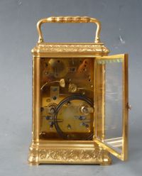 Een mooie gorge case  Franse reiswekker, Drocourt, 8 daags, kalender en wekker, gedateerd 1868. - afbeelding 4