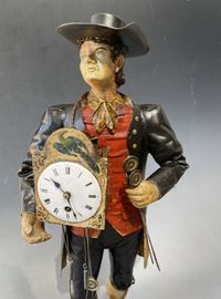 Schwarzwälder Uhren träger, klokkenmannetje, Zwarte Woud circa 1860. - afbeelding 3