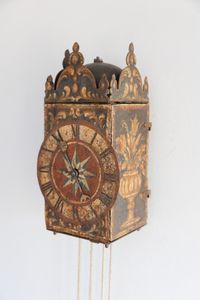 Renaissance Eisenuhr,polychrome Renaissance  iron wall clock, with balance. Circa 1650, South Germany. - image 2
