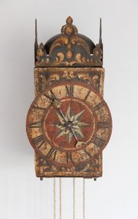 Renaissance Eisenuhr,polychrome Renaissance  iron wall clock, with balance. Circa 1650, South Germany. - image 1