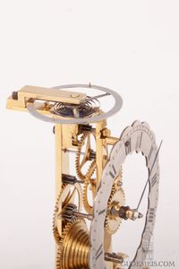 A miniature English brass skeleton clock, Fenton Bury, circa 1850. - image 3