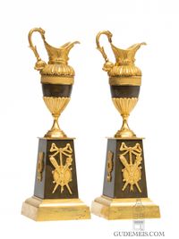 A pair of French Restoration gilt and bronze ewers/candle sticks, circa 1825 - image 2