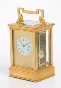 A French gilt brass Anglaise carriage clock with repeat, circa 1880. - image 1