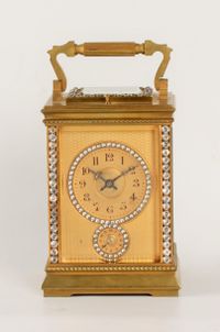 An attractive French brass paste set Anglaise carriage clock with alarm, circa 1900. - image 1