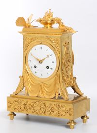 A lovely French Empire ormolu borne mantel clock with butterfly, circa 1800 - image 3