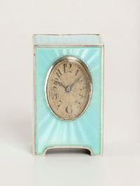 A miniature Swiss silver light blue guilloche translucent enamel timepiece, circa 1900 - image 2