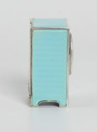 A miniature Swiss silver light blue guilloche translucent enamel timepiece, circa 1900 - image 3
