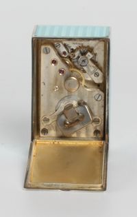 A miniature Swiss silver light blue guilloche translucent enamel timepiece, circa 1900 - image 6
