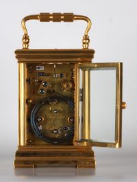 A fine French gilt brass Corniche carriage clock with quarter repeat and alarm, Ecalle, circa 1880 - image 3
