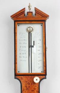 Een Engelse satijnhouten stickbarometer, James Long Royal Exchange, circa 1780 - afbeelding 2