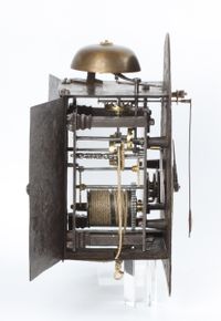 A Swiss brass and iron 'Kuhschwanz' alarm wall timepiece, circa 1720 - image 2