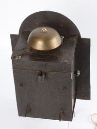 A Swiss brass and iron 'Kuhschwanz' alarm wall timepiece, circa 1720 - image 5