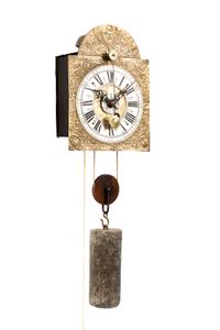 A Swiss brass and iron 'Kuhschwanz' alarm wall timepiece, circa 1720 - image 6