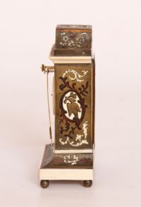 Een miniatuur Oostenrijks ivoor en Boulle zappler klokje, circa 1840 - afbeelding 5