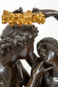Een belangrijke Franse Empire sculpturale pendule ‘Amor en Psyche’, Claude Michallon, circa 1800 - afbeelding 4