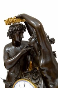 Een belangrijke Franse Empire sculpturale pendule ‘Amor en Psyche’, Claude Michallon, circa 1800 - afbeelding 5