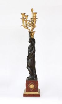 Een groot paar Franse Louis XVI bronzen kandelaars, François Remond, circa 1800 - afbeelding 5