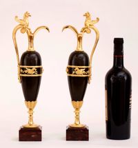 A pair of empire patinated bronze and fire gilded ewers, Circa 1810 - image 2