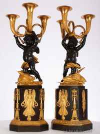 An important pair French Empire ormolu and bronze sculptural candelabra, circa 1800 - image 2
