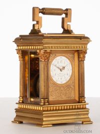 A small French glit brass travel clock by Lepine, circa 1900. - image 1