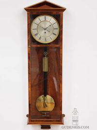 Een Oostenrijkse mahonie ‘Dachluhr’ regulateur wandklok, circa 1840. - afbeelding 1