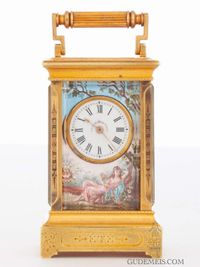 A sub miniature Swiss gilt brass and enamel carriage clock, circa 1890. - image 2