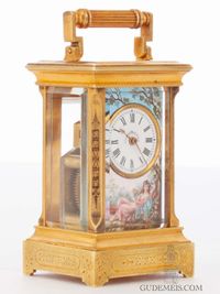 A sub miniature Swiss gilt brass and enamel carriage clock, circa 1890. - image 1