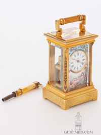 A sub miniature Swiss gilt brass and enamel carriage clock, circa 1890. - image 6